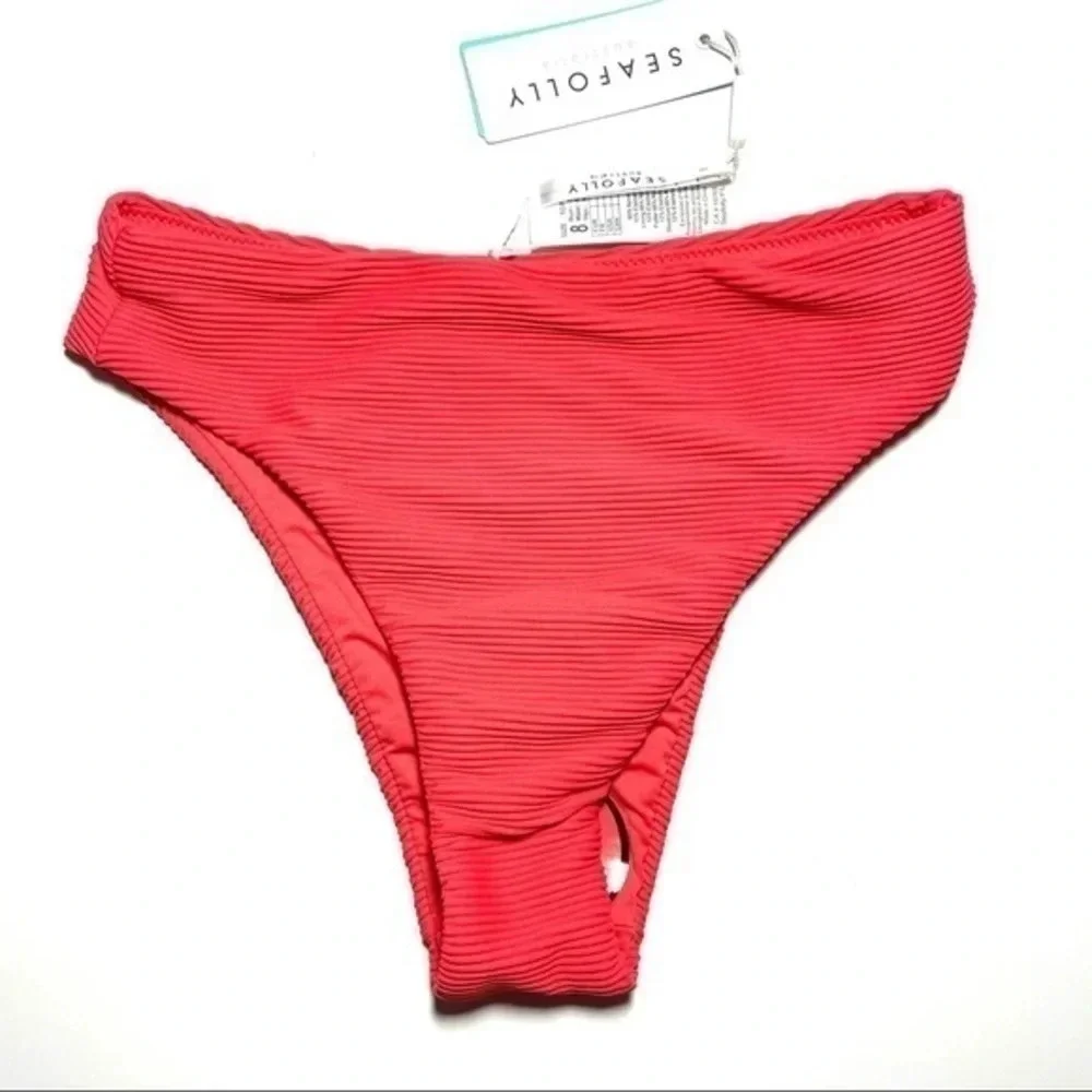 New Seafolly Essential Ribbed High Rise Bikini Bottom